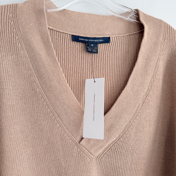 NWT FRENCH CONNECTION Caballo Sweater Camel / White M Knit Floral Lace Sleeves - Picture 7 of 15